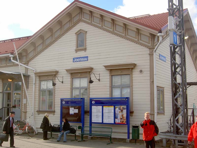 Here at last. After some 5 hours on train. Joensuu railway station