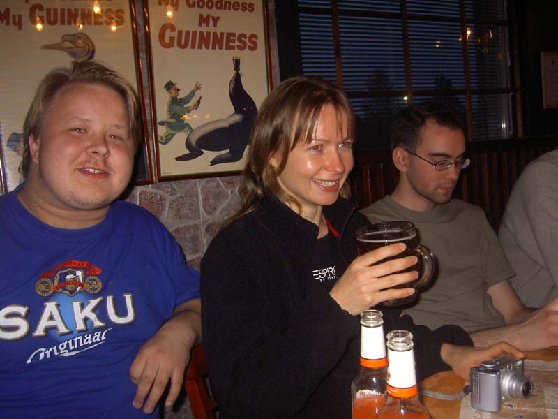saku79, upponalle and Poutsi. BTW It was really nice to meet a girl (upponalle) who drank beer like men do ?