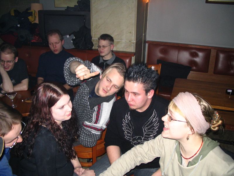 Some brisk negotiation going on about the next bar.