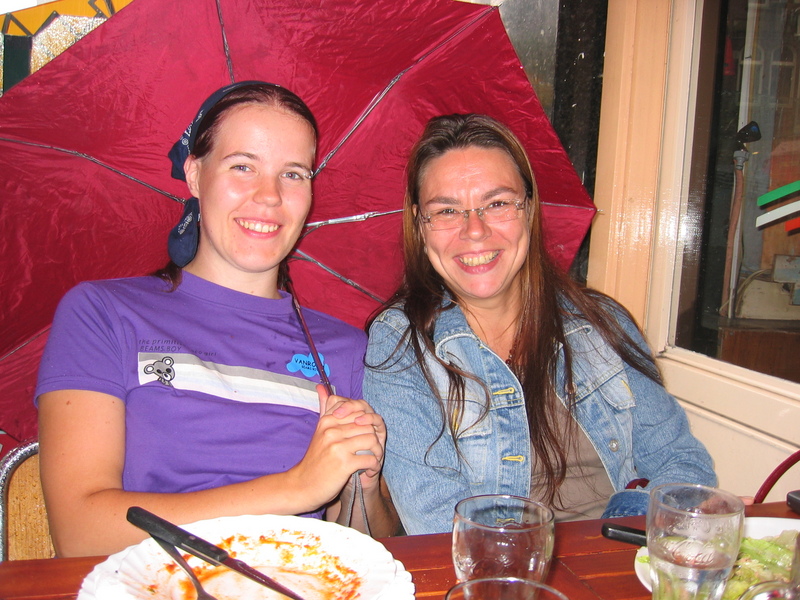 pooca and Cake again, this time with some protective gear against the weather
