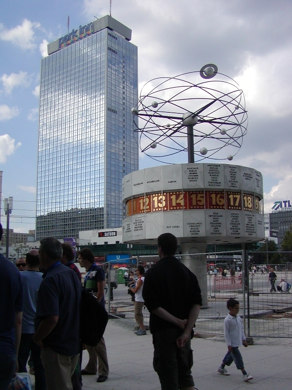 Berlin Alexanderplatz, The weltzeituhr and Park Inn Hotel.