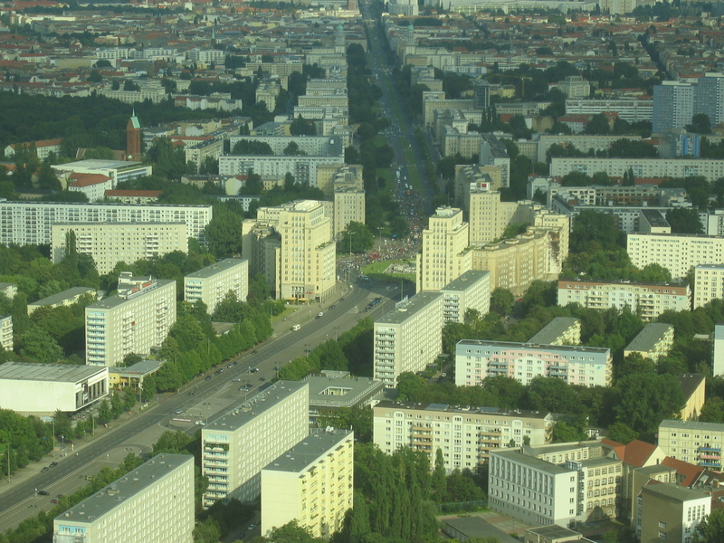 A view from the TV tower. There was some kind of a demonstration going on..