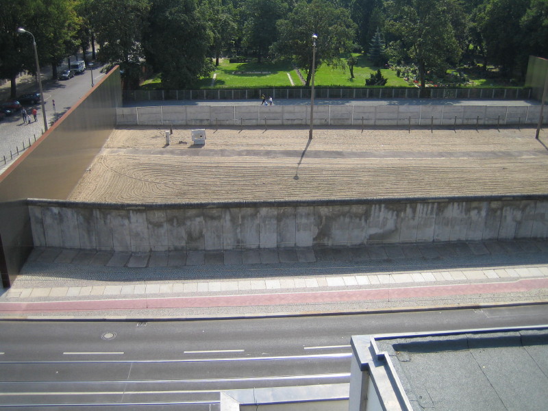 view from the tower; Shows a little bit how it looked during the time the wall was there.