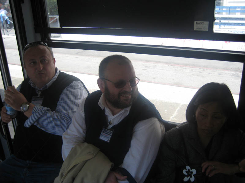 On the tramway going to the resturant: the hungry couple frighten the poor lady sitted next to them!
