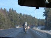On our way to Oulu by Prynde's car, we saw this motorist near Pori. It was 10th February and temperature was around -5&deg;C. How crazy is that?