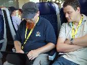 klapotec and Crossmaster on the train to Bratislava