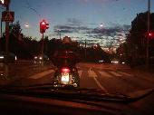 Osku^ leading the way in the evening thru Helsinki.