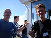 Hoppa and Fons on the deck of M/S Thor on the way to mainland.