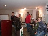 Saying goodbye to the guide at the entrance of the historic basements.