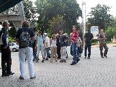 just before entering