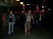 The yo-people walking on Yliopistonkatu on the way to some bar. Haemoglobin's da king! imleH and Ellinoora smiling at the sides.