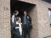 Nivram, Grob-e & Licht&Feuer leaving Helge's house.