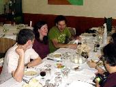 During lunch, from another angle. Left to right: Robick 