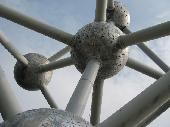 An artistic view from the base of Atomium