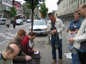 Still at the station: Hboz, haemoglobin, Mr Euro, Boogschuttertje and brother, petje