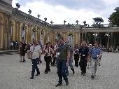 Walking on the terrace of the palace.