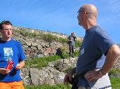 Giberski, Yippo and Hoppa wondering what to do, where to go? Saturday, Suomenlinna fortress. Notice cool clouds above.