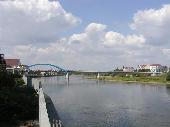 The Oder borderriver, on the left Frankfurt an der Oder and on the right Slubice.
