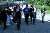 Dakkus is leading the group across the island to pizzeria