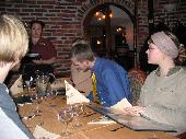 Finally, something to eat. Dakkus, jomppis01 (blocked by hazardi in front of her) and Fanny