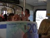 Haemoglobin holding the 20-euro-sign in a tram.