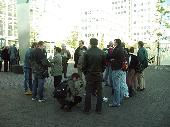 In front of the trainstation, waiting for all the users