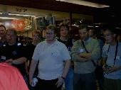 In front of Sports Academy. Avij's telling what we're gonna do. And we listen closely. The people in the picture are Asiamaniac (back there), Prynde, Akiky, Osku^, Elmo, Mr. Euro and bhoeyb.