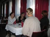 Niina, susyq, Klazu and turkoosi in Wanha Jokela, waiting for their food
