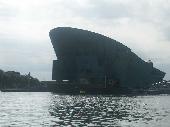 Builing with ship shape upon entrance of IJ tunnel