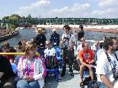Eurobilltrackers enjoying the sun, in the background the Gustav-Heinemann-Br&uuml;cke.
