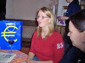 A &euro;uro sign bag from the money museum, bura's fiancee Heidi and then Cake.